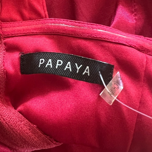 NWT Papaya Satin Bow-Tie Open Back/Shoulder Choker Red Mini Dress SZ L❤️ - Picture 13 of 15